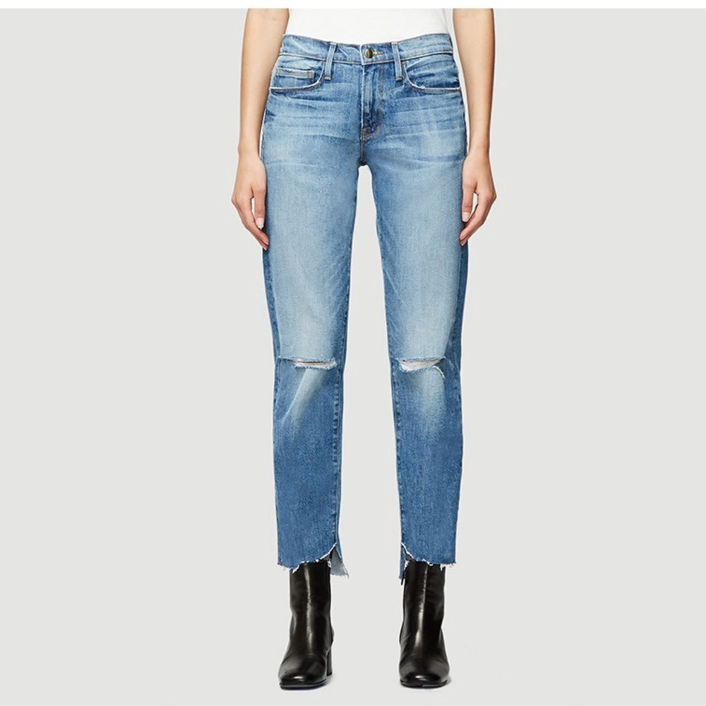 FRAME Noveau Straight Raw Hem Denim
